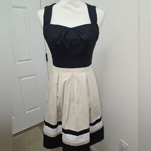 White house black market tan black dress 00